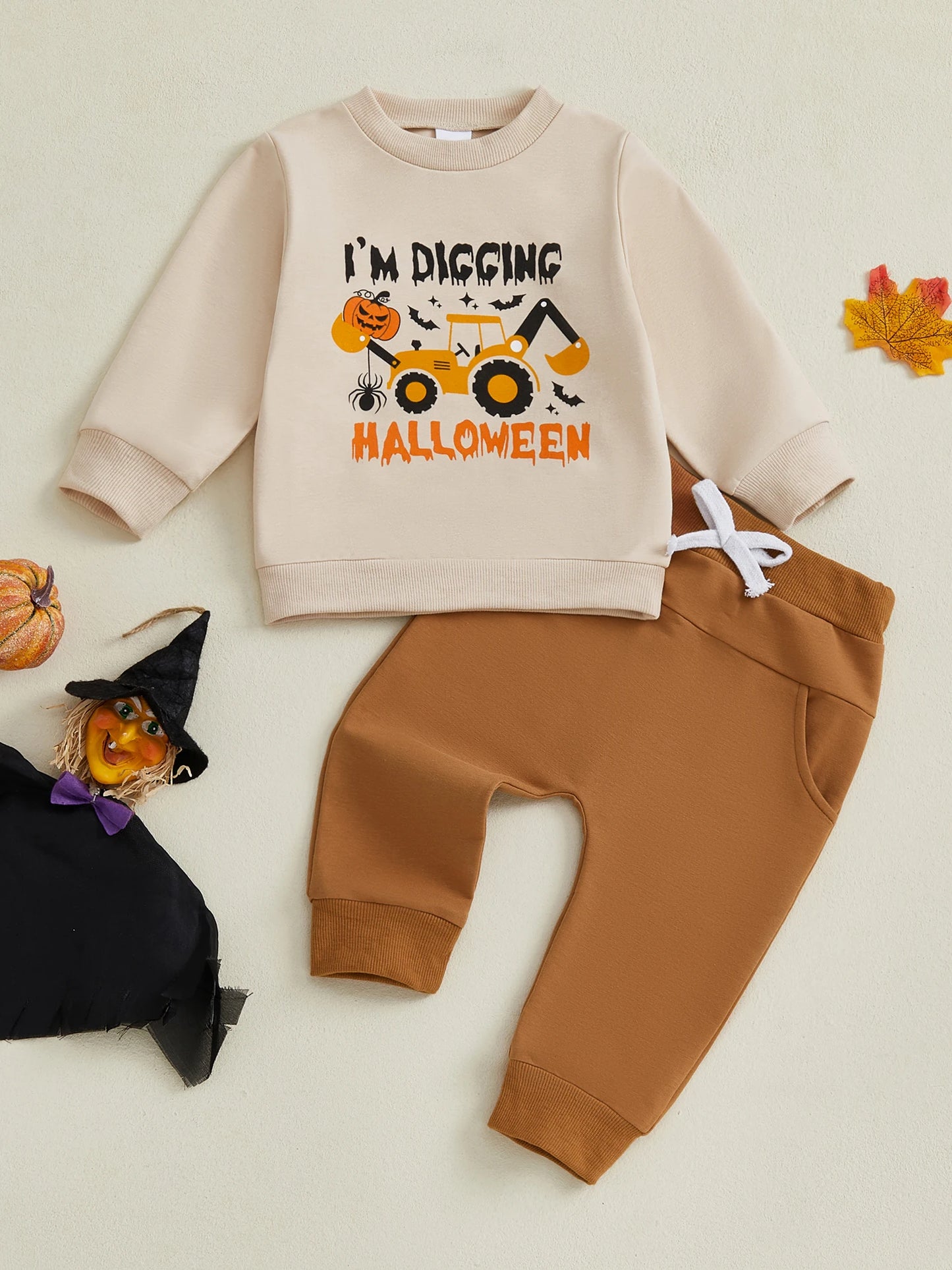 Kids Halloween Ghost Print 2 Piece Set For Boys Outfit