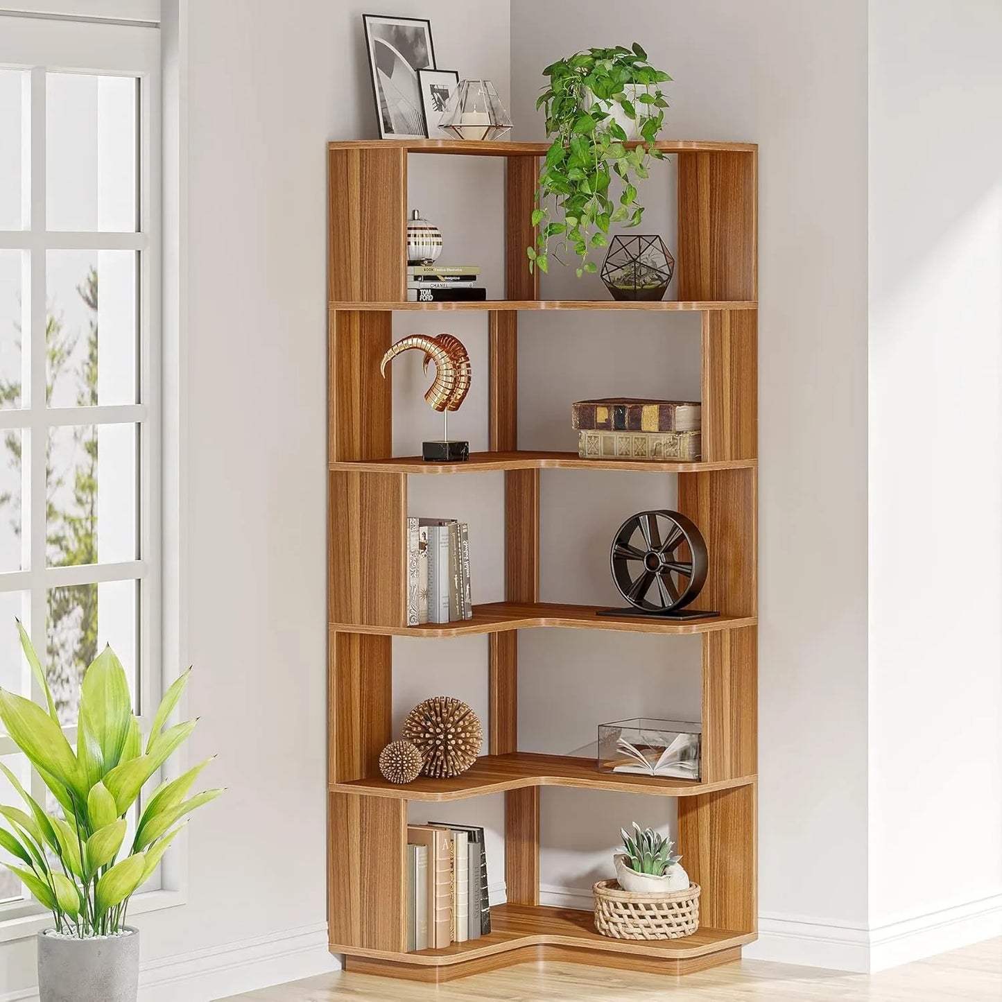 Little Tree Corner Bookshelf Industrial L Shaped Anti Drop Panel
