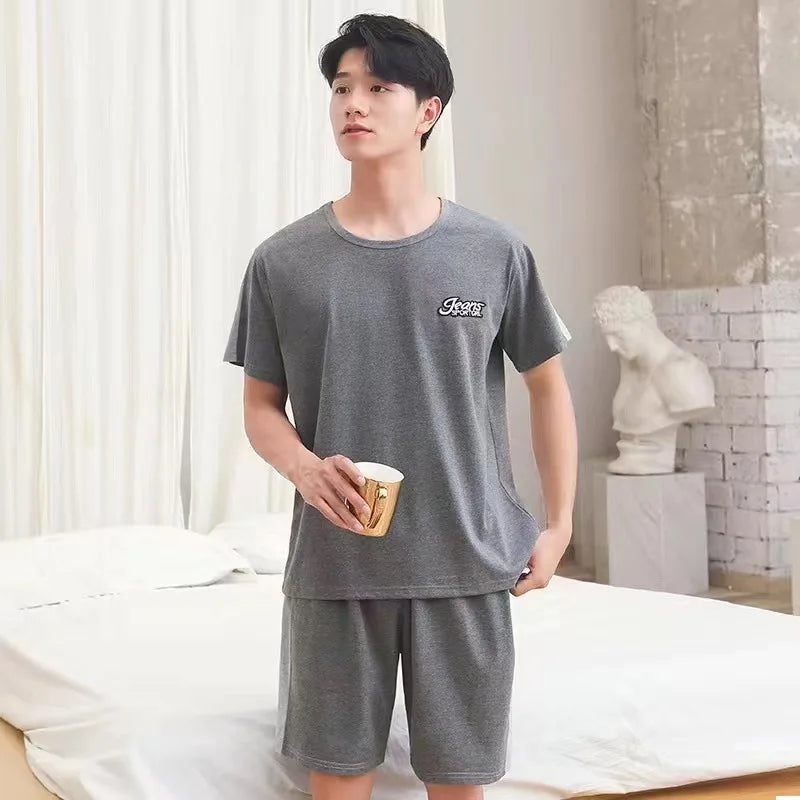 Cotton Men's Pajama Top And Bottom Set