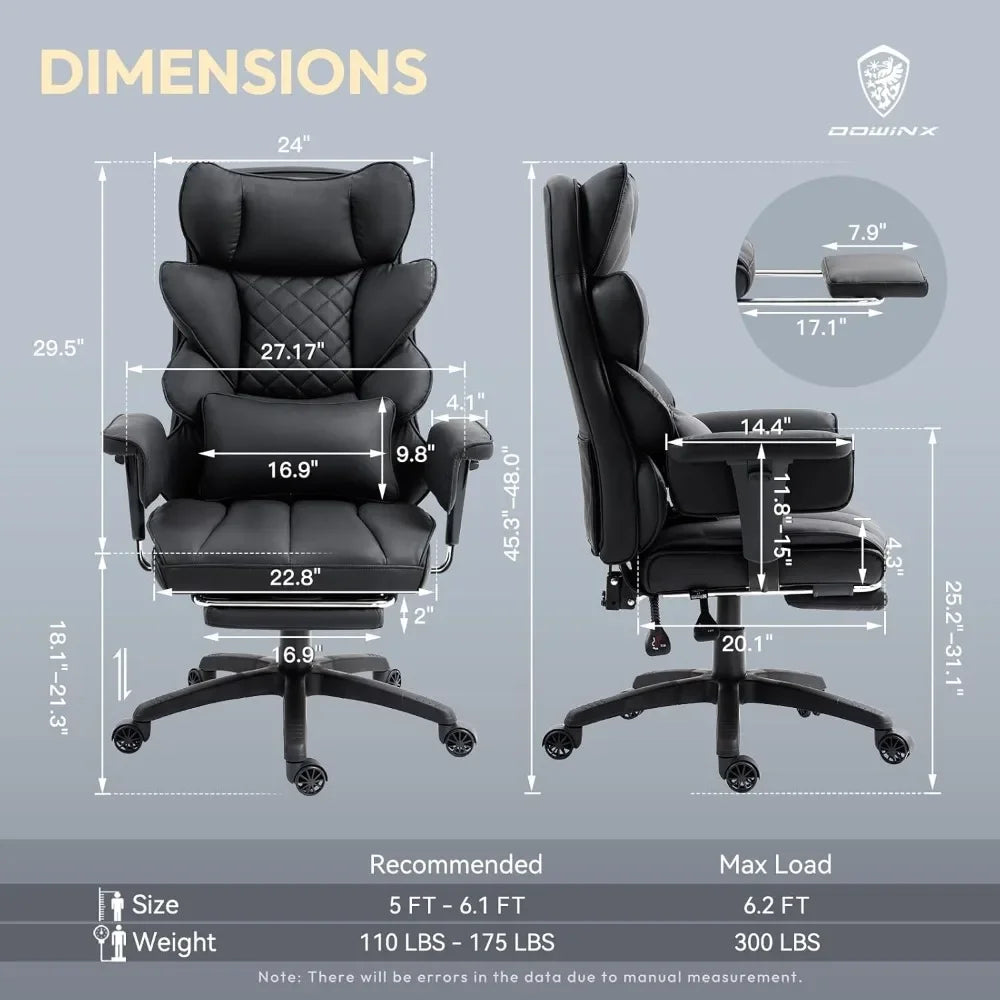 GUANGBAI Big and Tall Office Chair with Pocket Spring Cushion