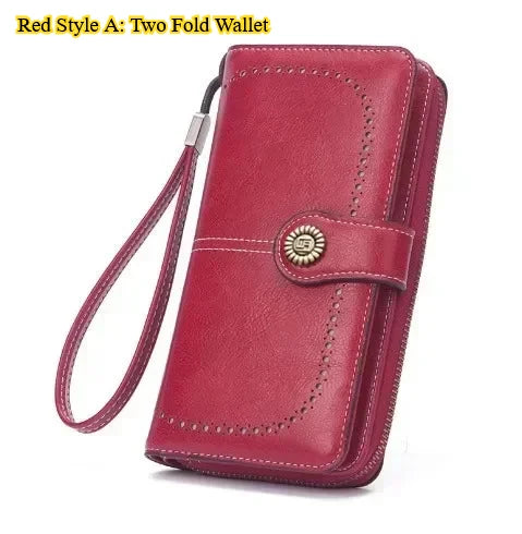 NONECN Anti-Theft PU Leather Women Wallet Long Zipper