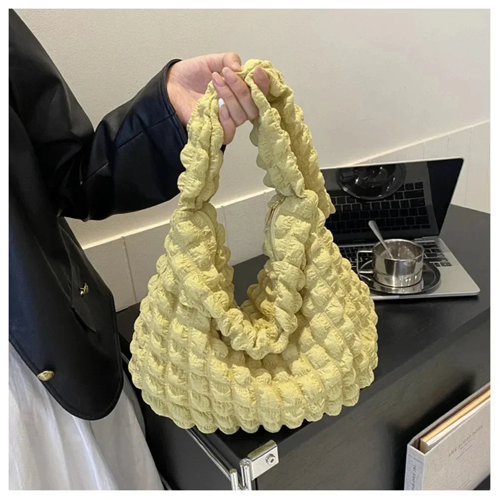 NONECN Embroidered Plaid Quilted Tote Shoulder Bag For Women