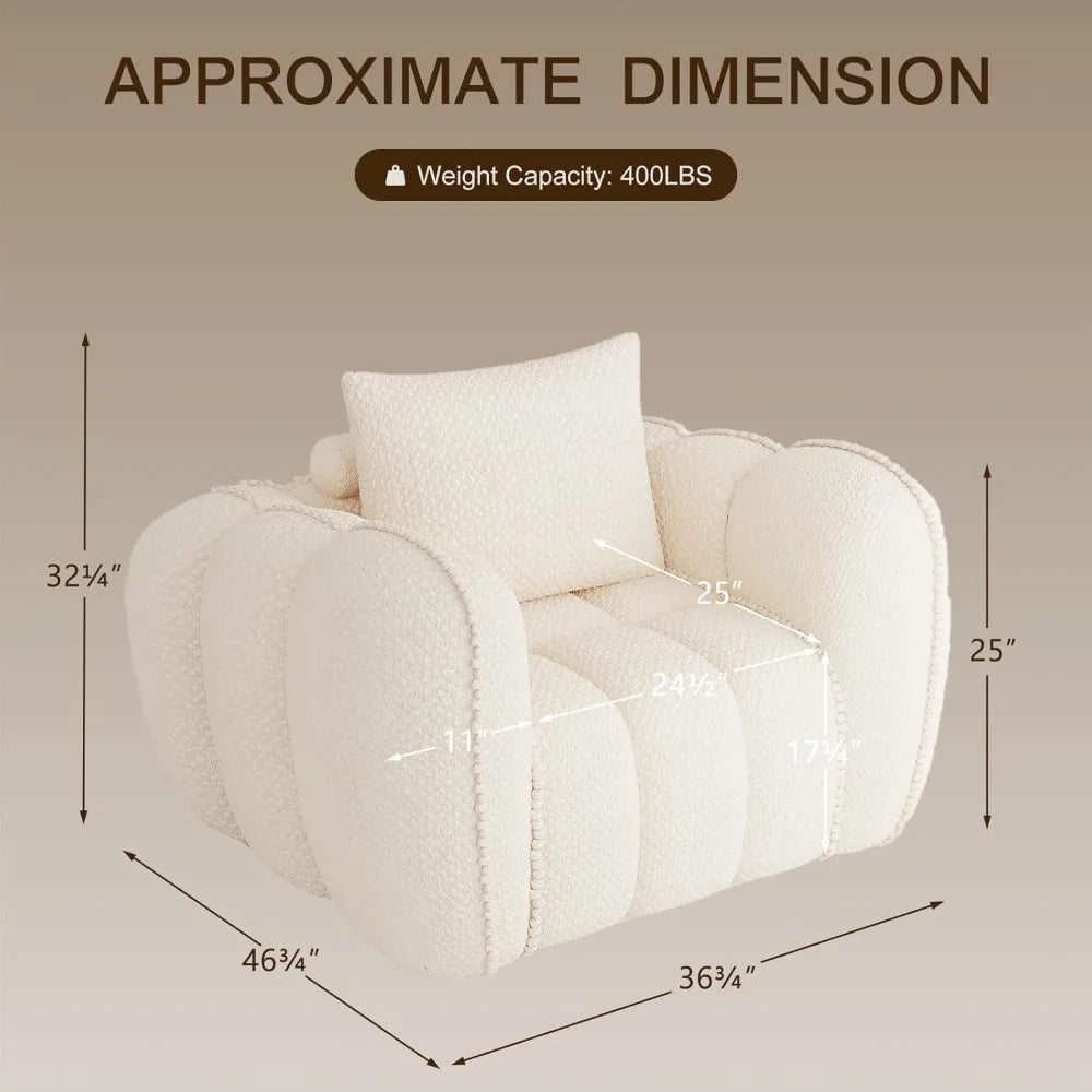 Pumpkin Shaped Upholstered Tufted Lounge Chair No Assembly For Modern Living Room