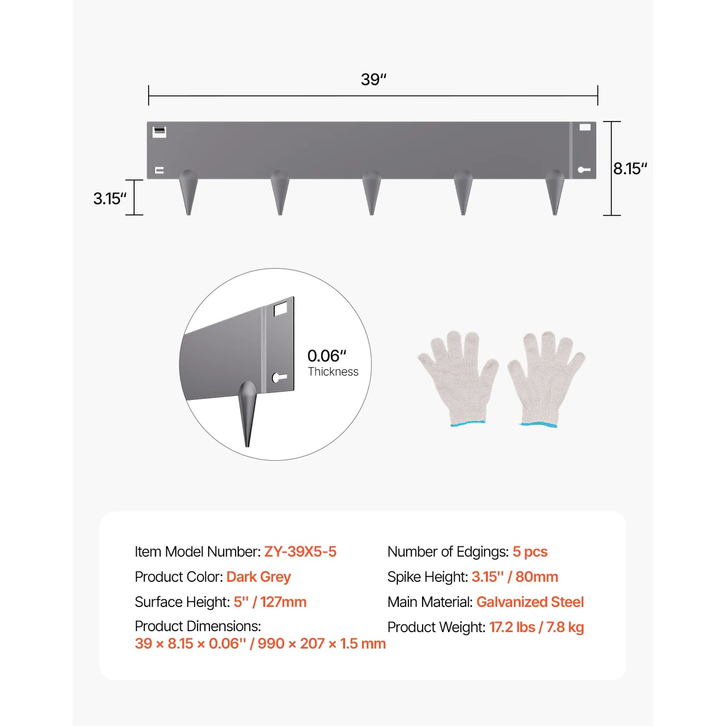 Steel Landscape Edging Set Rust-Resistant Bendable Border