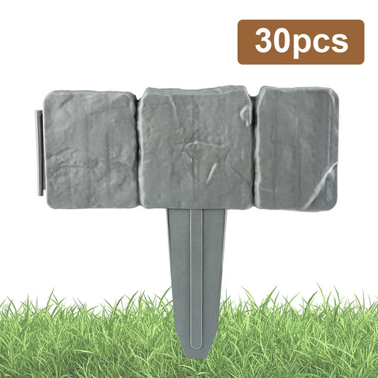 Garden Edging Border Imitation Stone Plastic Cobblestone Fence Patio Decor