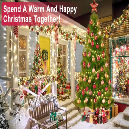 Artificial Christmas Tree With Branch Tips And Sturdy Metal Stand