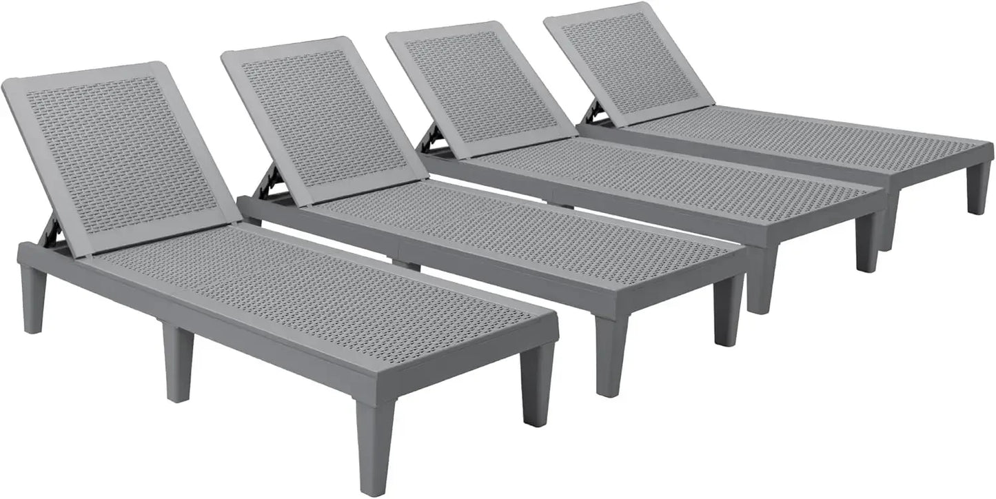 Outdoor Lounge Chairs Four Piece Pool Deck Set Adjustable