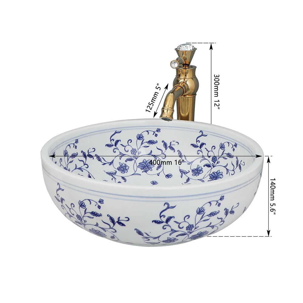 Torayvino ZAPPO Ceramic Round Bathroom Basin Sink Faucet