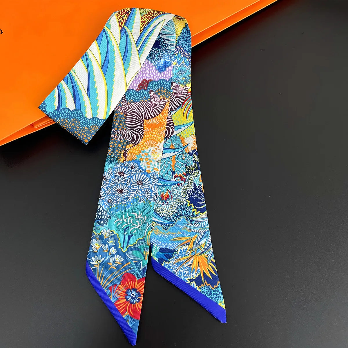 Korean Style Botanical Jungle Horse Print Polyester Scarf for Women
