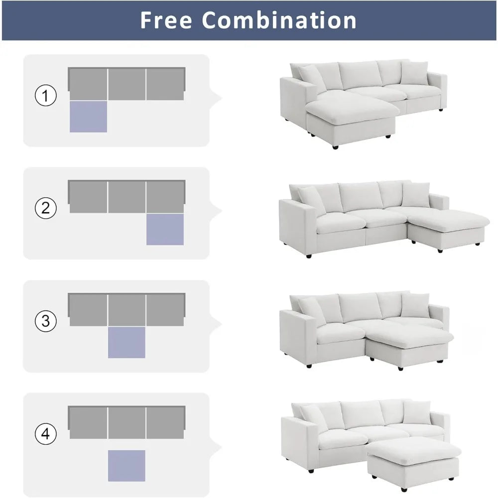 ANGDUO Cloud L Shaped Sleeper Multifunctional Sectional Sofa With PremiumPillowSet