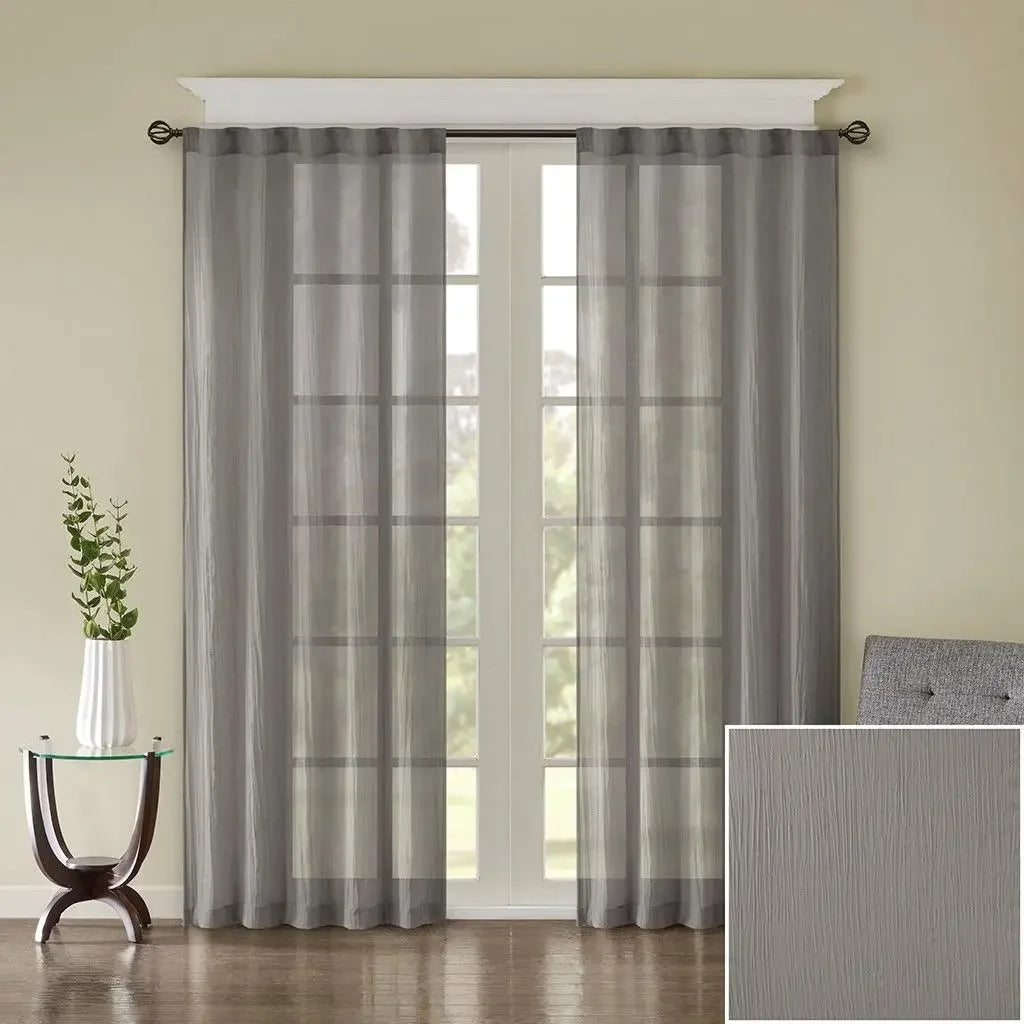 Crushed Linen Curtain Panel Pair For Lightweight Sheer