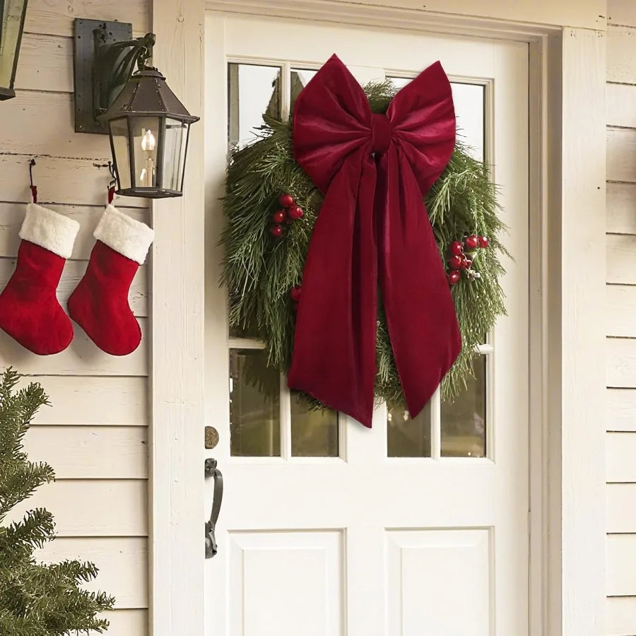 Velvet Christmas Tree Topper Indoor Outdoor Use 6 Piece Set