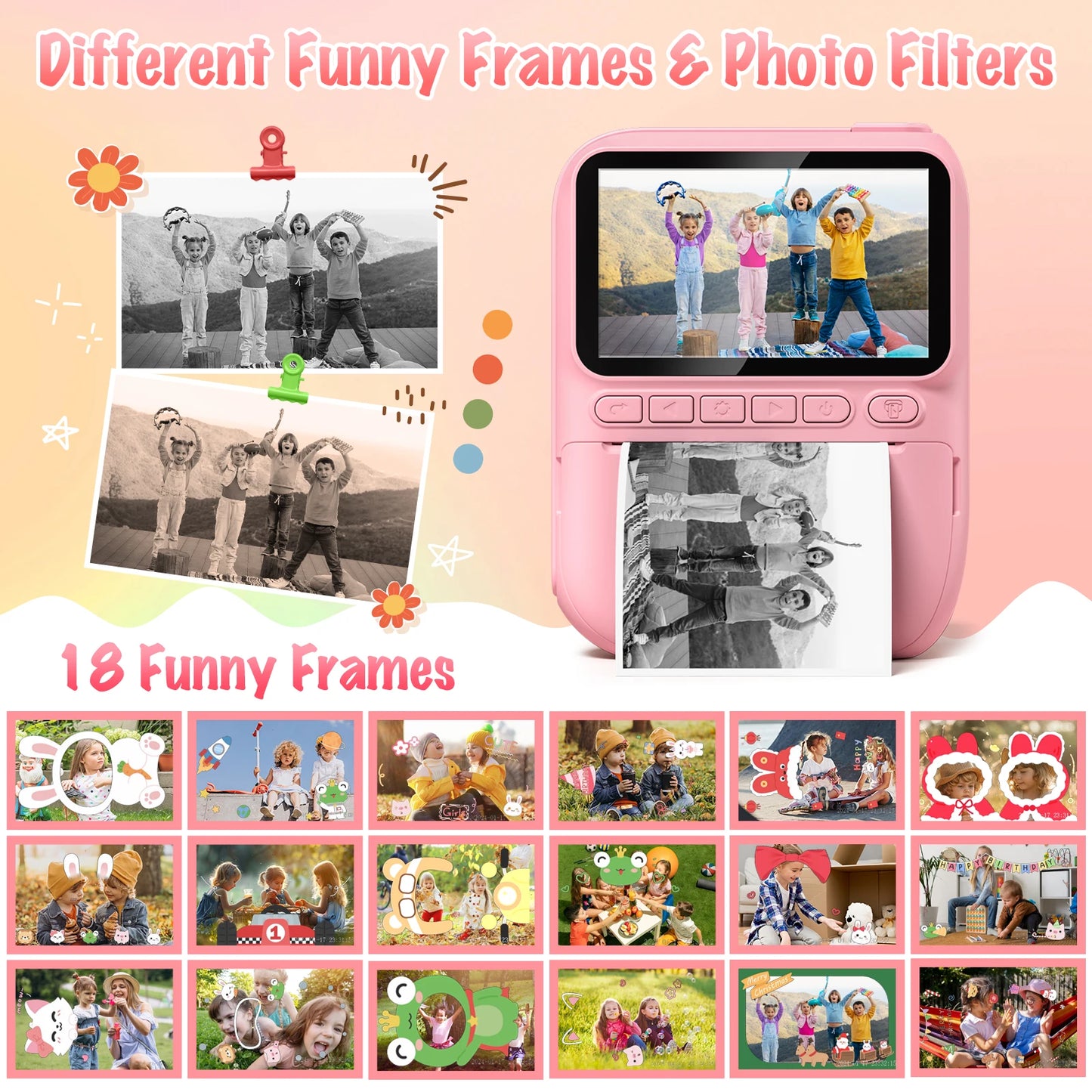 DIAMOOKYCN Instant Print Kids Camera 32MP HD 1080P