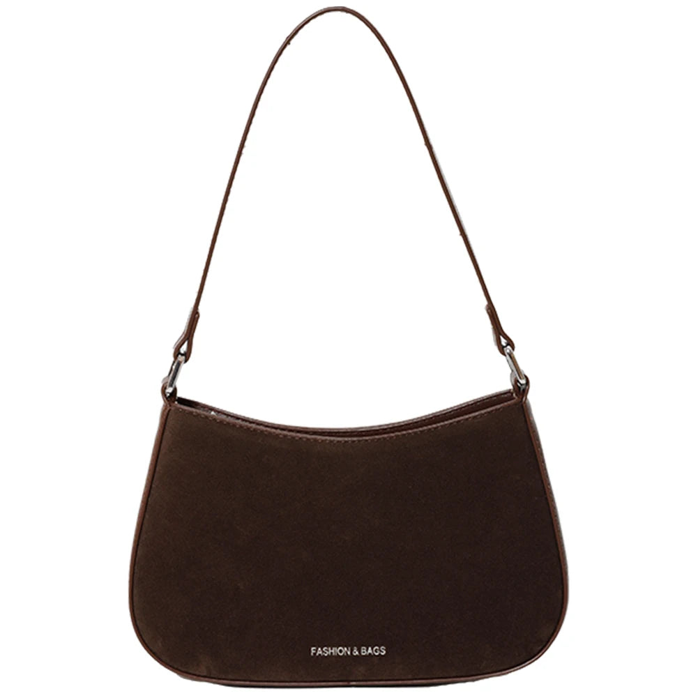 Women Faux Suede Shoulder Bag Elegant Purse For Everyday
