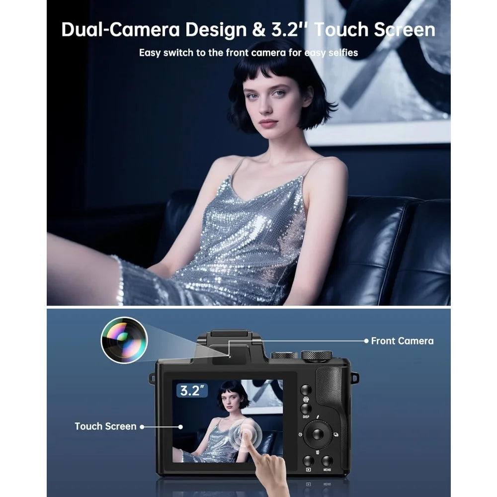 8K Dual Lens Digital Camera With WiFi And 16x Digital Zoom For Professional Photography