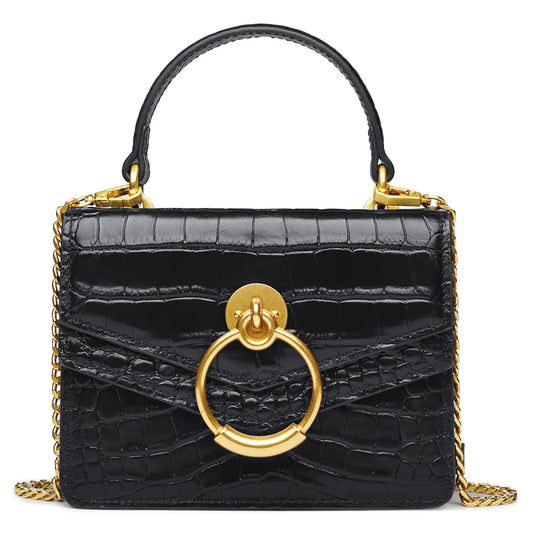 NONECN Chain Crossbody Bag for Women Genuine Leather Shoulder Bag
