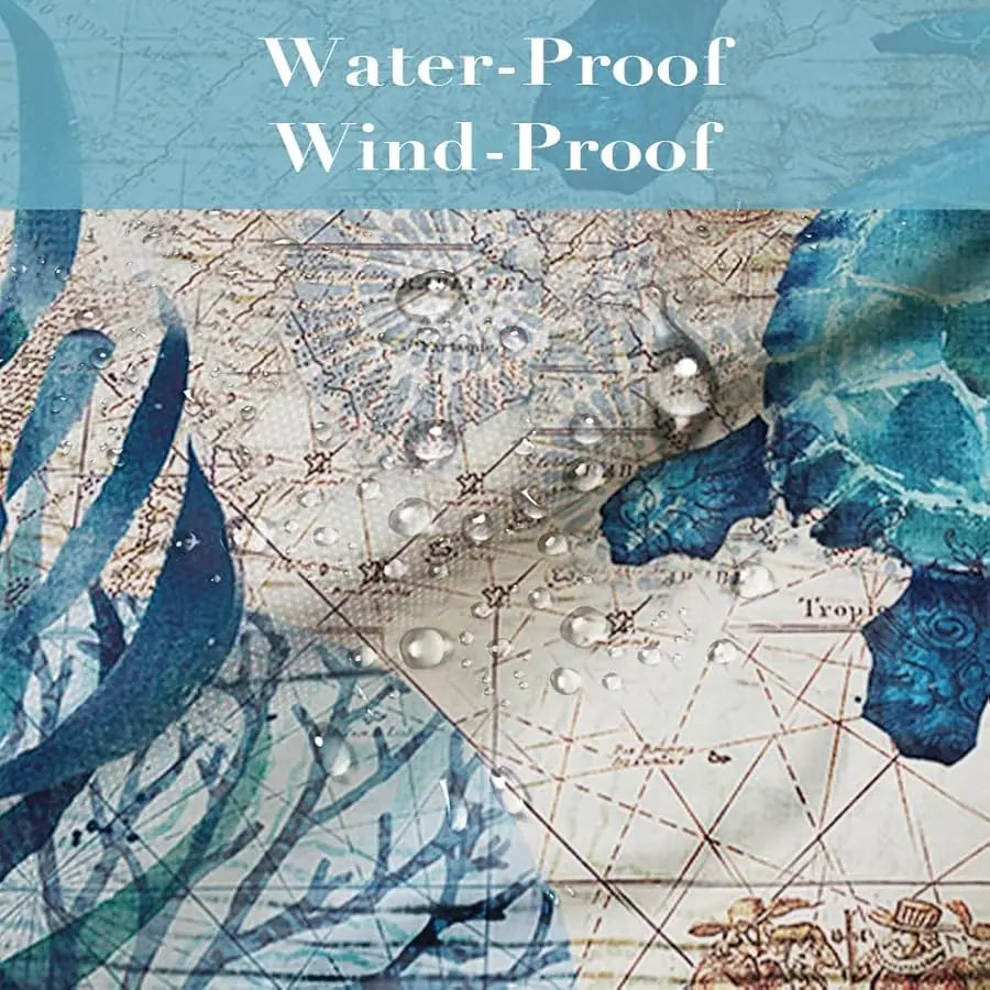 Guangdong Nautical Sea Turtle Fabric Shower Curtain Set With Grommets