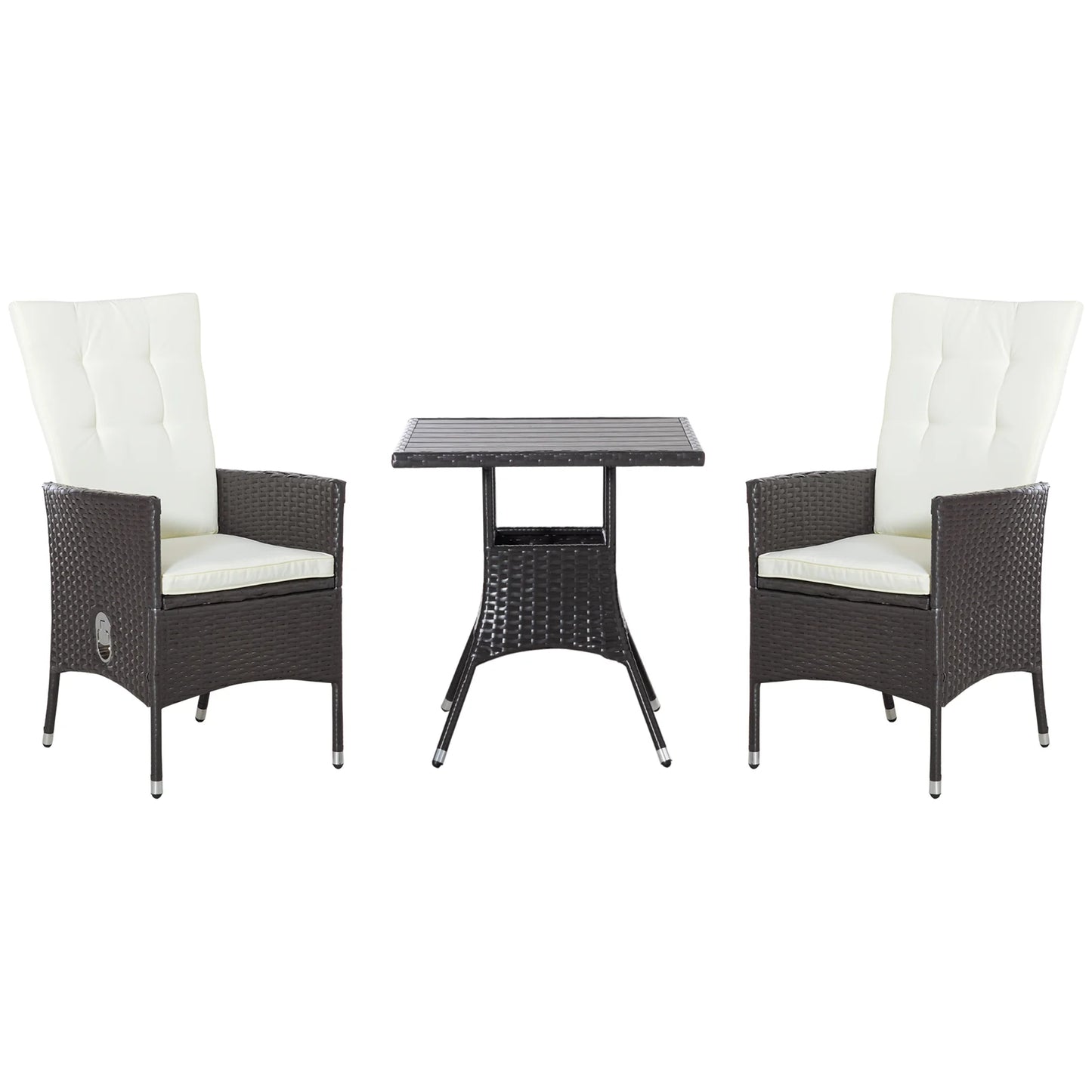 3 Piece Patio Reclining Chair Set Rattan Wicker Outdoor Furniture