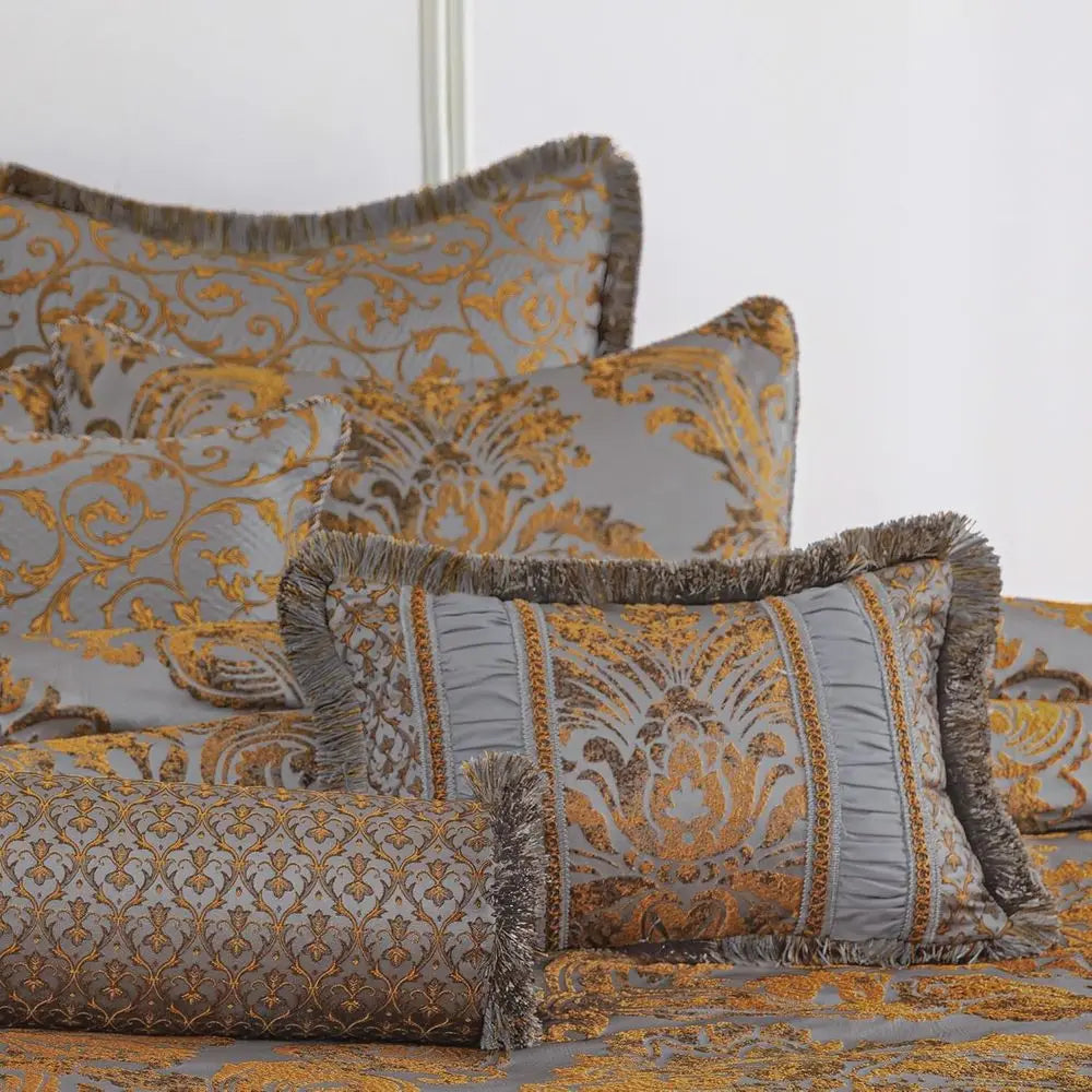 Nine Piece Bedding Set With Euro Shams