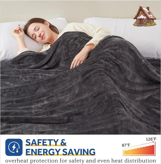 XMSJ Electric Flannel Blanket With Dual Controller Auto Shut Off