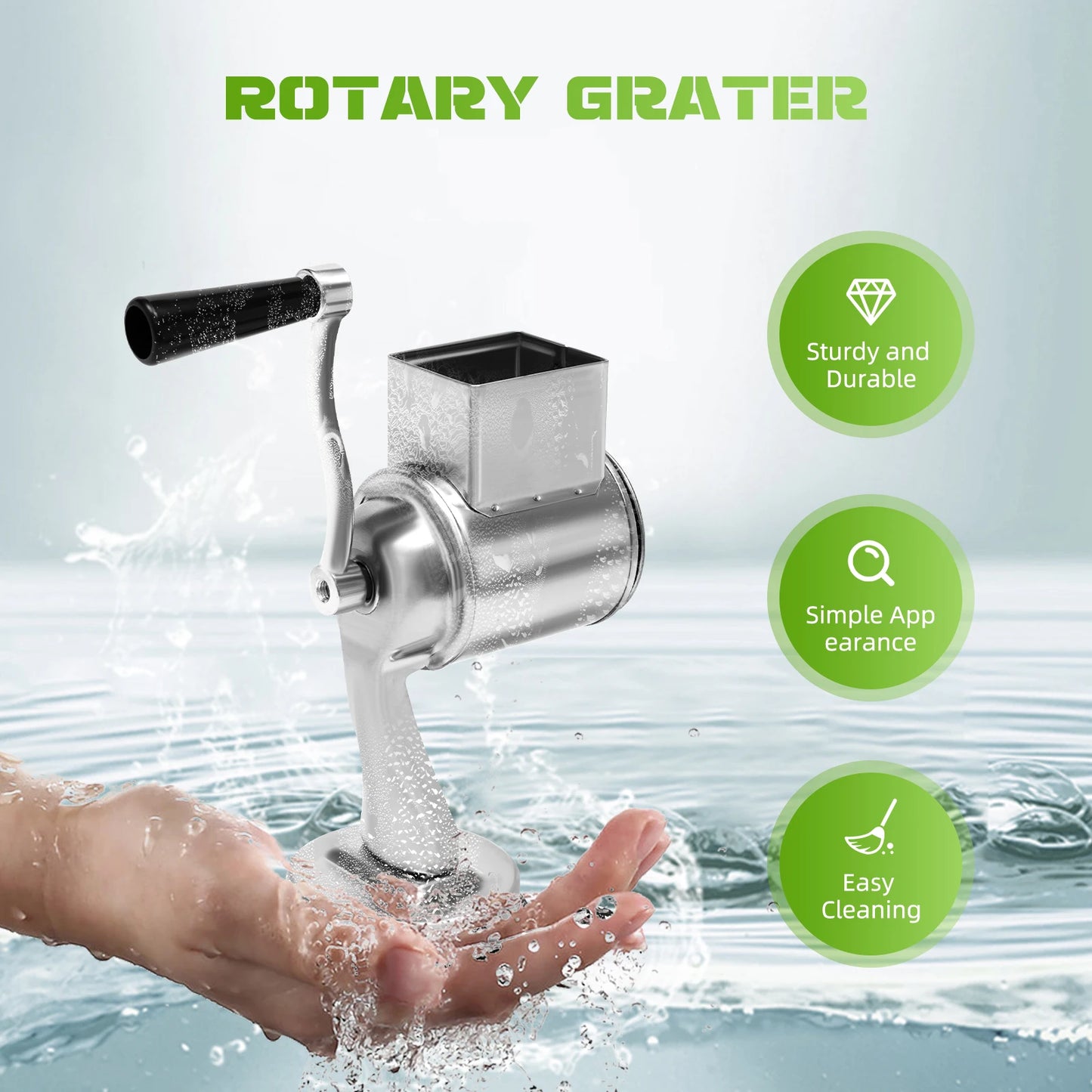 Stainless Steel Rotary Grater With Five Blades Manual Vegetable Shredder
