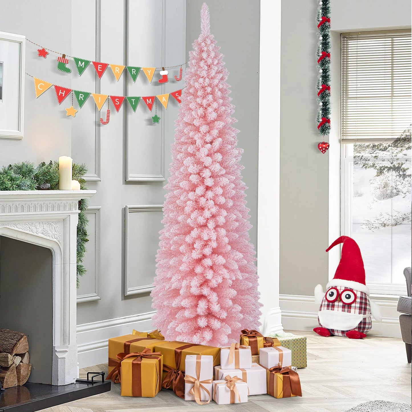 LIFEZEA Pencil Shape Christmas Tree Artificial Holiday Decoration