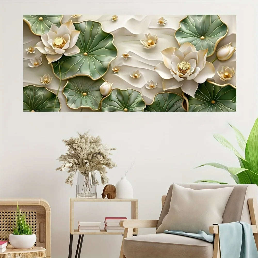 Hign-concerned Modern Abstract Lotus Leaf Canvas Wall Art