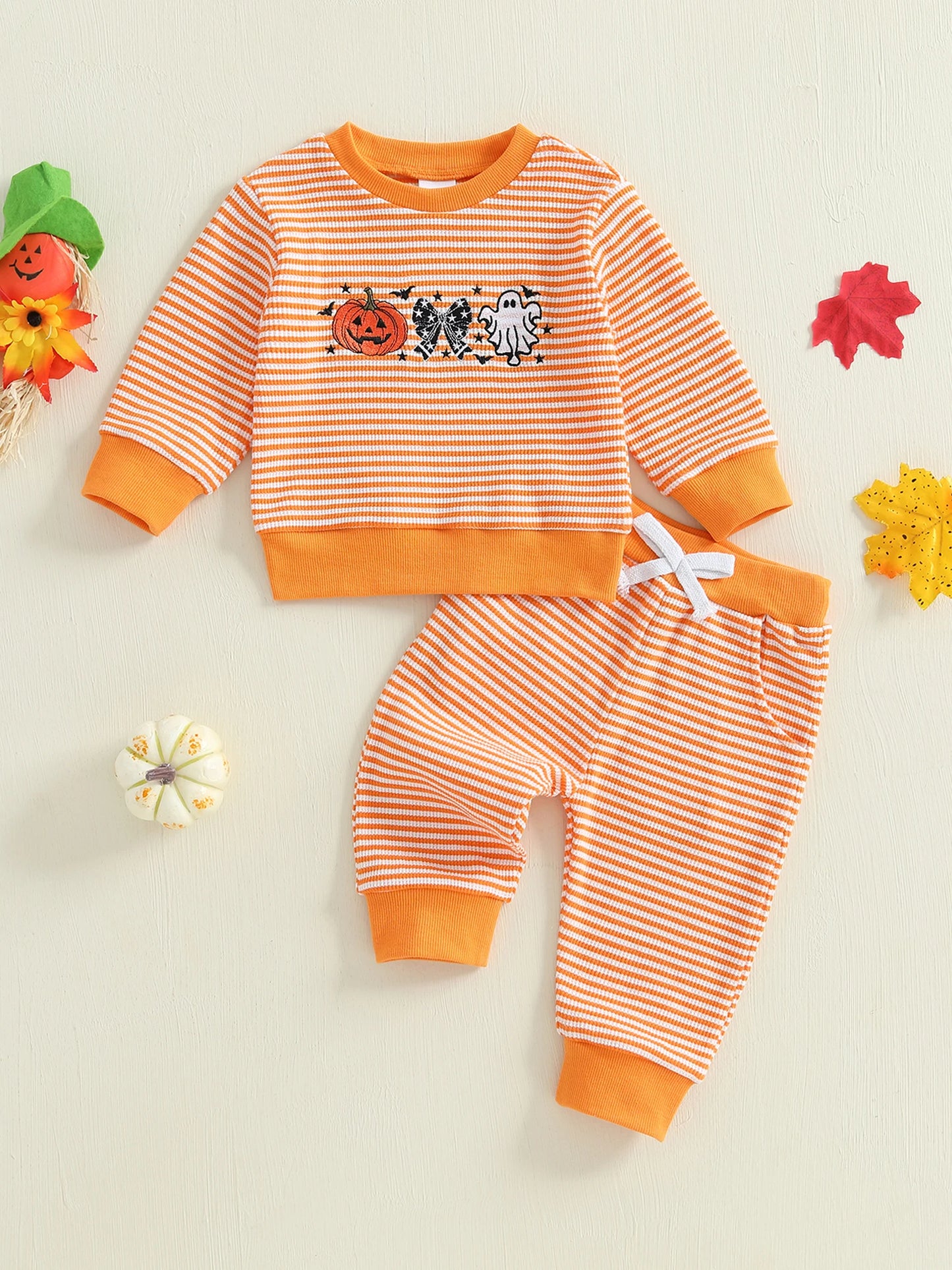 Toddler Halloween Ghost Print Hoodie and Jogger Set
