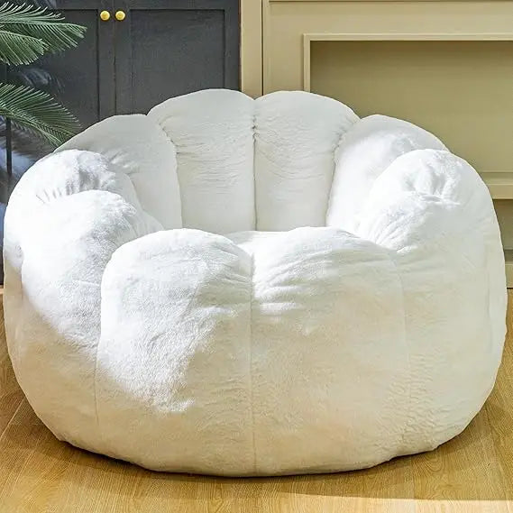 Bean Bag Chair With Filler Faux Fur Memory Foam Lounge Chair Petal Armrest For Bedroom Living Room Dorm