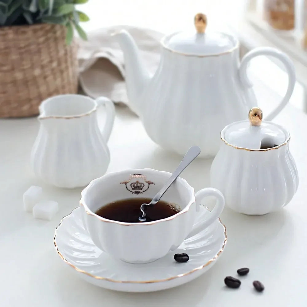 XMSJ British Tea Set for 6 with Teapot and Accessories