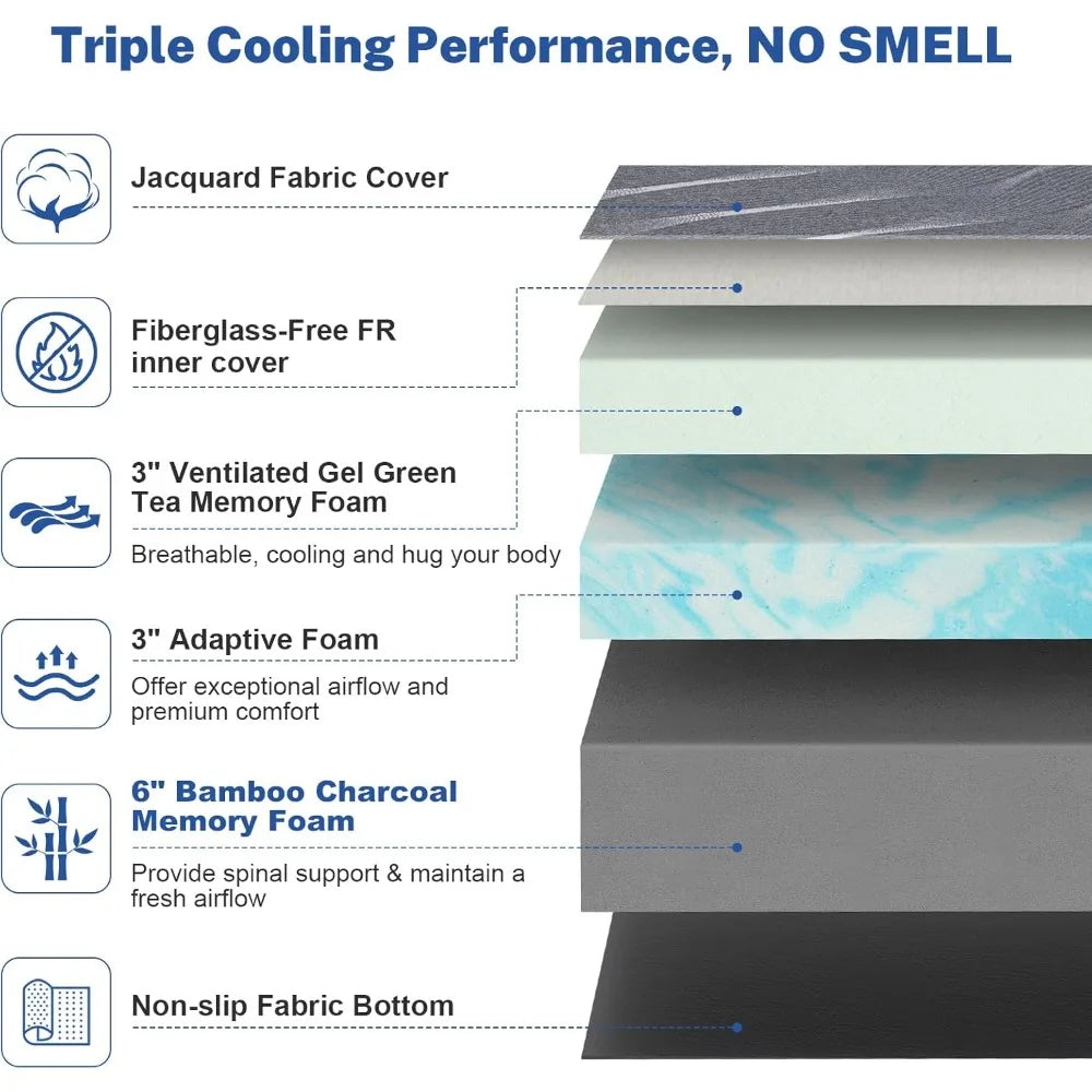 ZHUOTING Adjustable Bed Bases With Gel Memory Foam Mattress