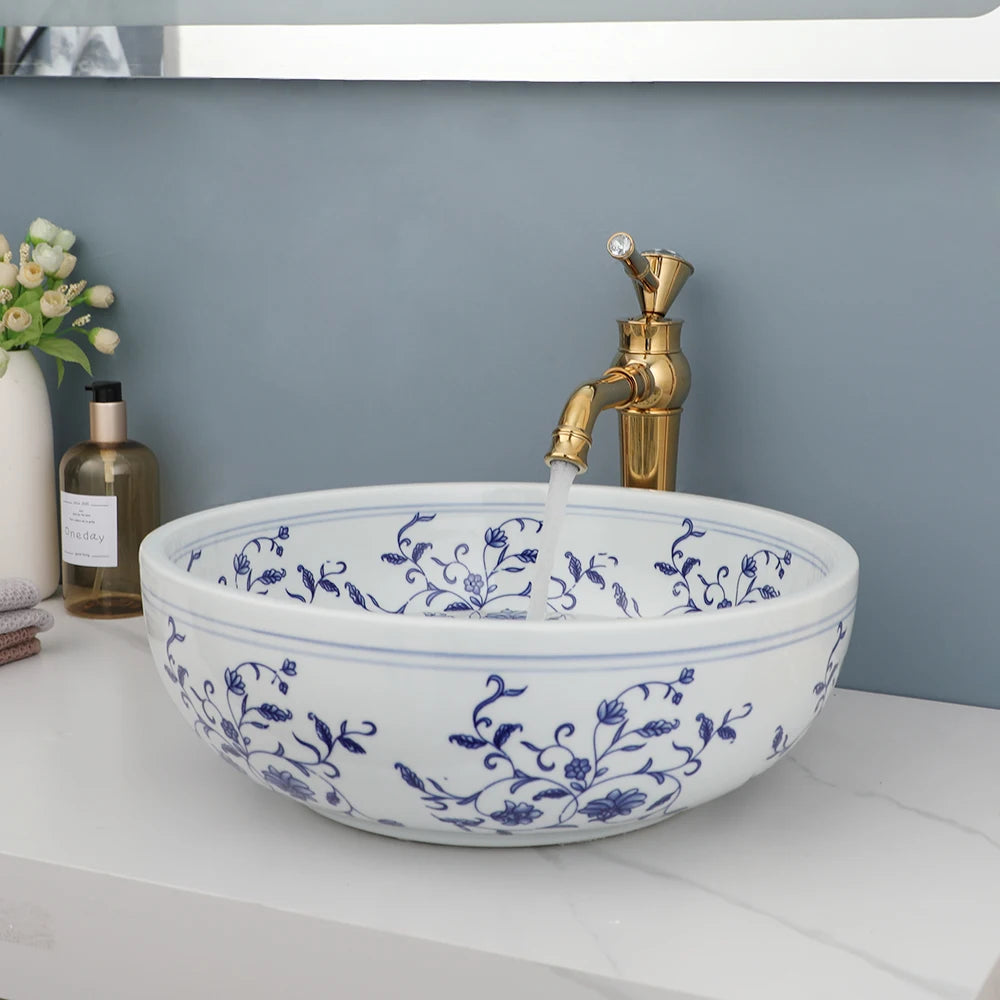 Torayvino ZAPPO Ceramic Round Bathroom Basin Sink Faucet