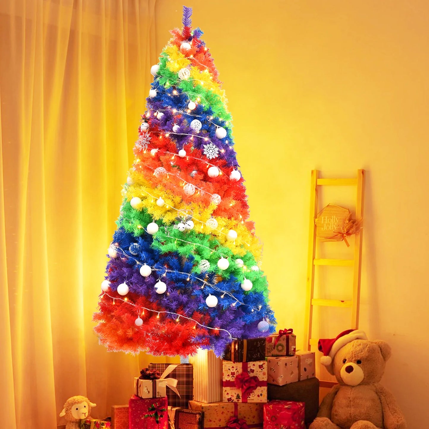 LIFEZEA Rainbow Artificial Christmas Tree For Home And Party Decor