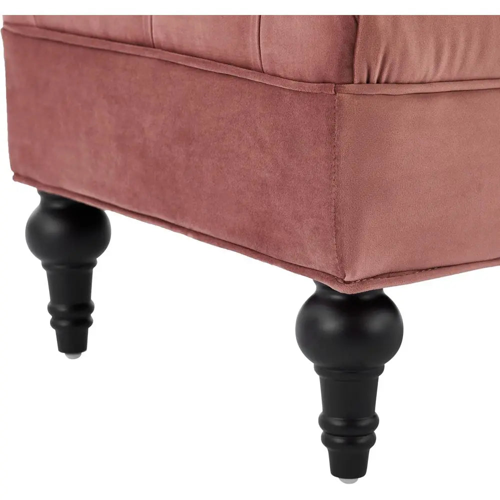 Reddis Velvet Ottoman With Detachable Pillow Wooden Bedroom Bench