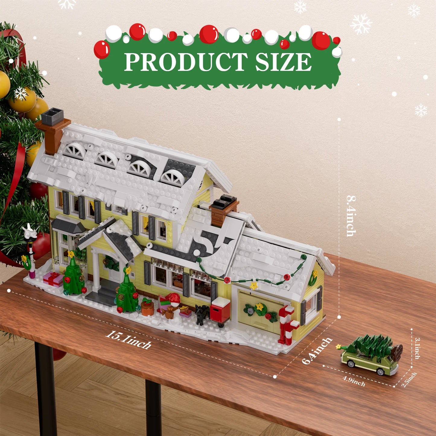 Christmas Snow Village Building Set With Clarks Car