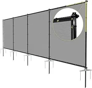 Outdoor Privacy Fence With Iron Poles And Ground Spikes