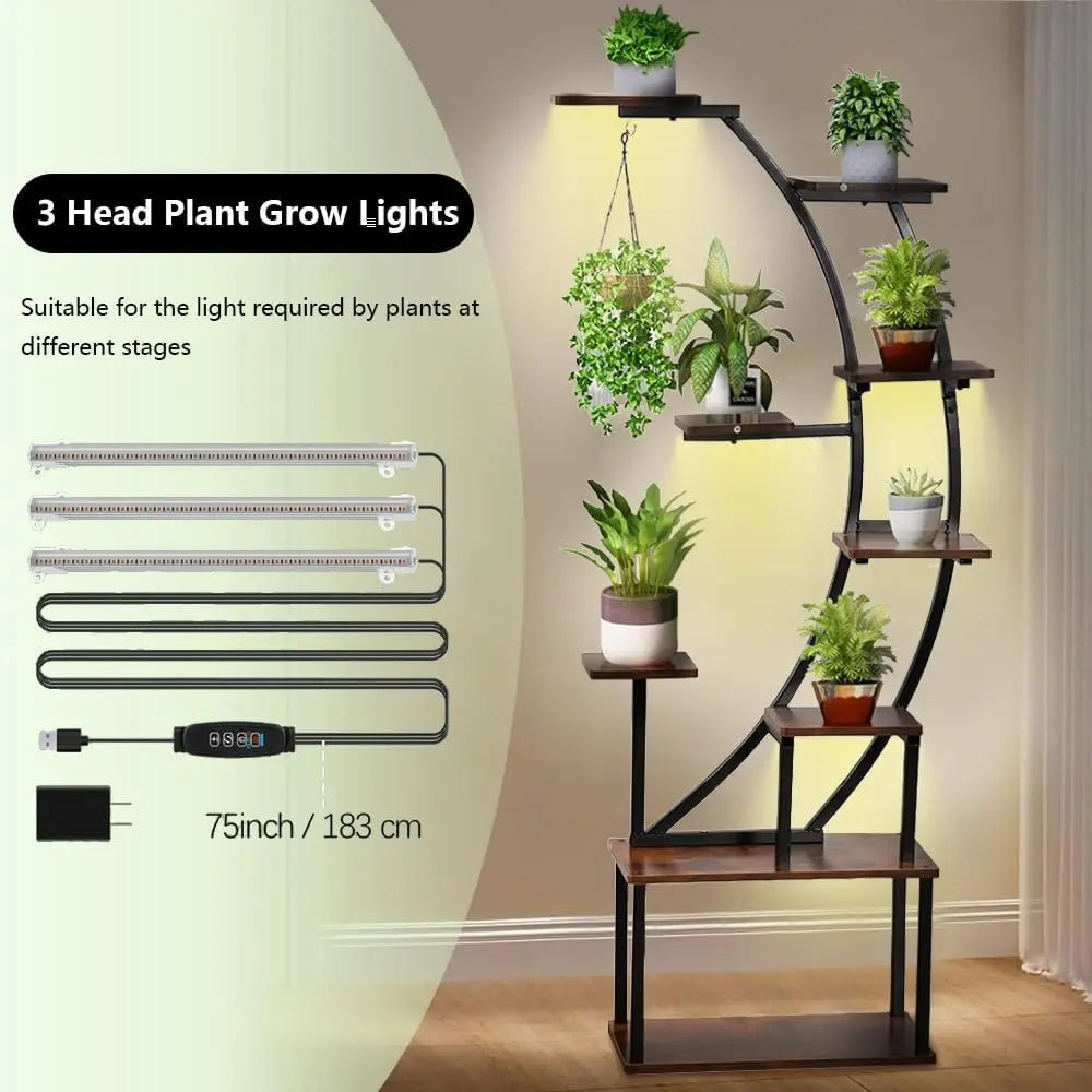 Hign-concerned Grow Light Plant Stand 9-Tier Metal Rack