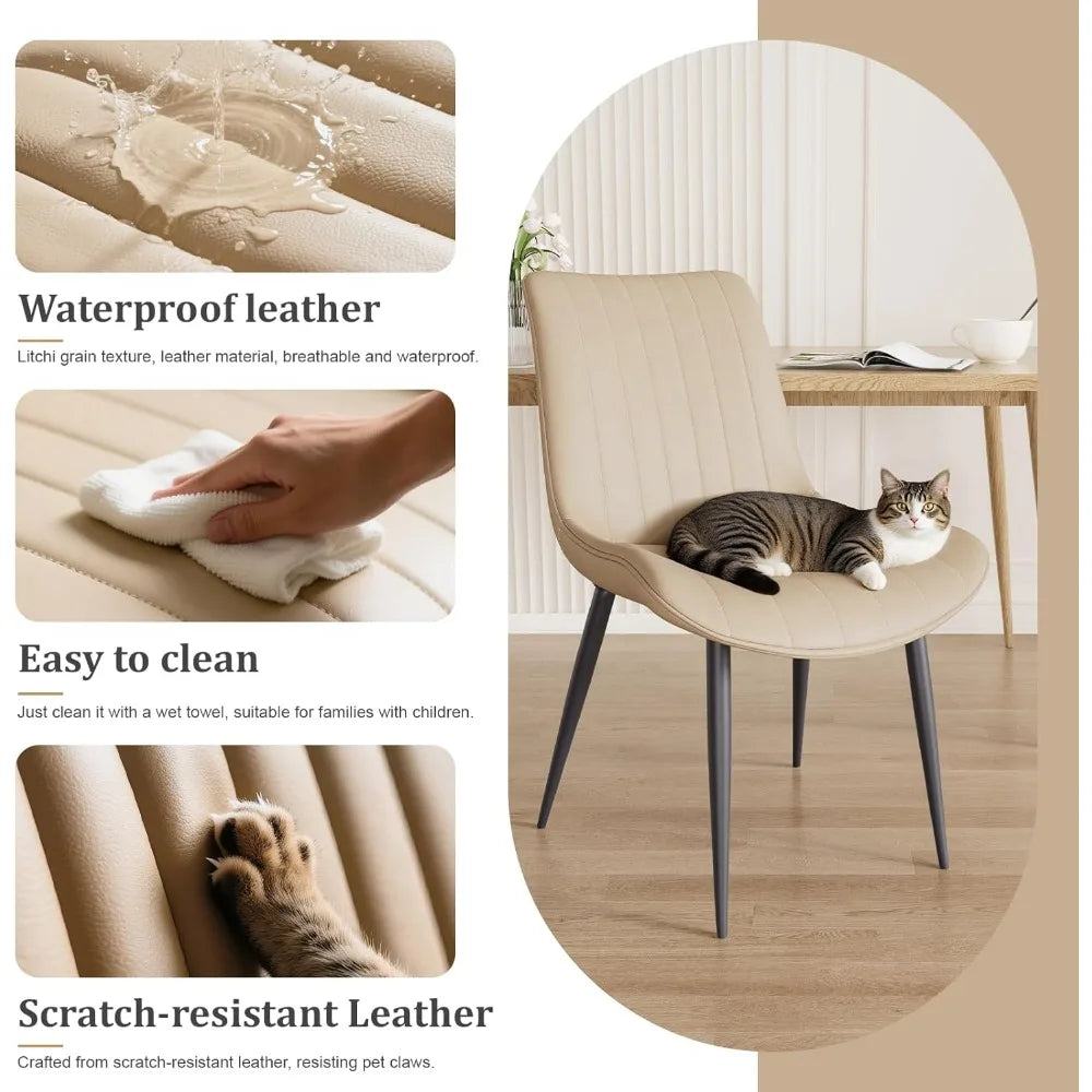 HUANZHUANG Leather Modern Dining Chairs Set of 8