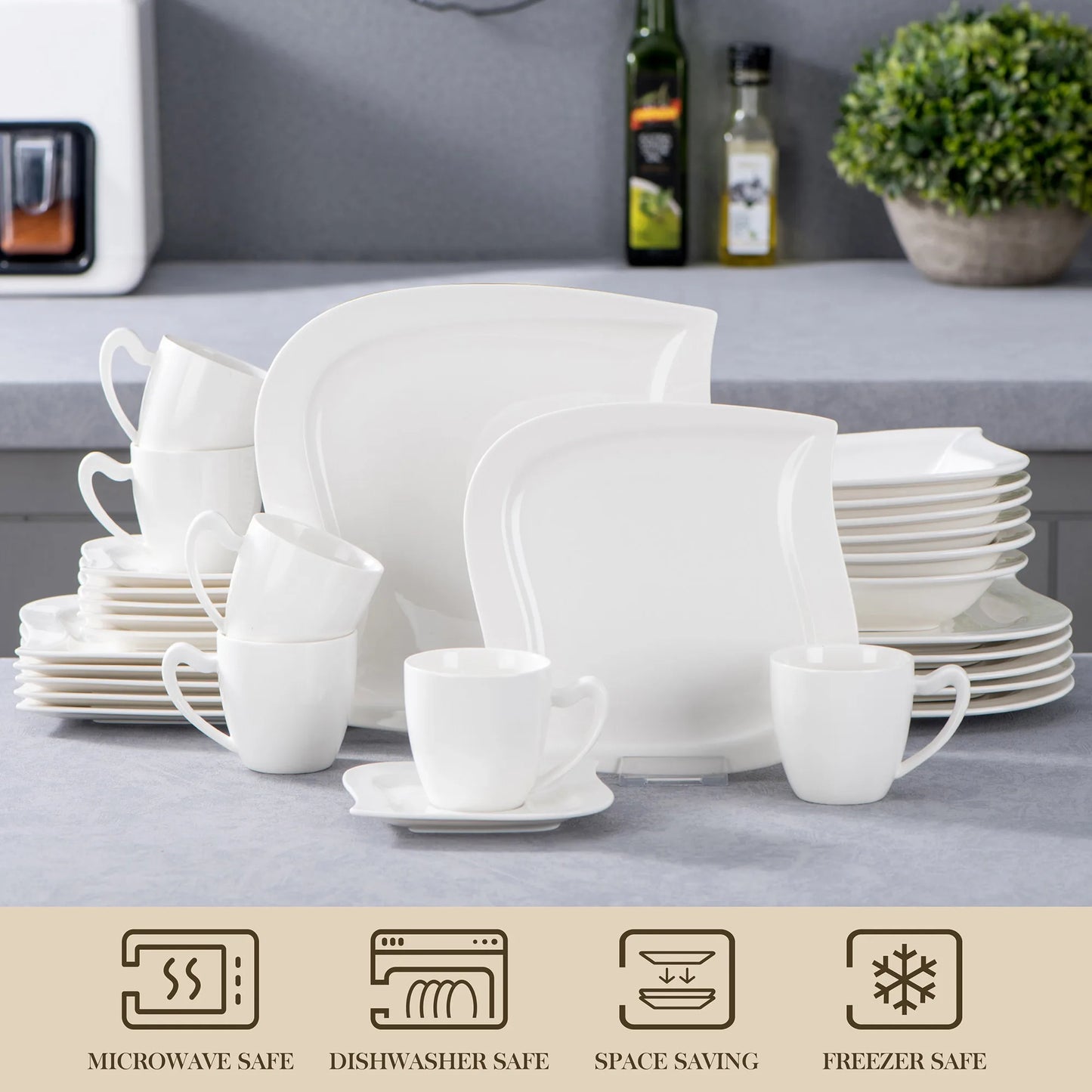 MALACASA Porcelain Dinner Set Tableware Service For Home Use
