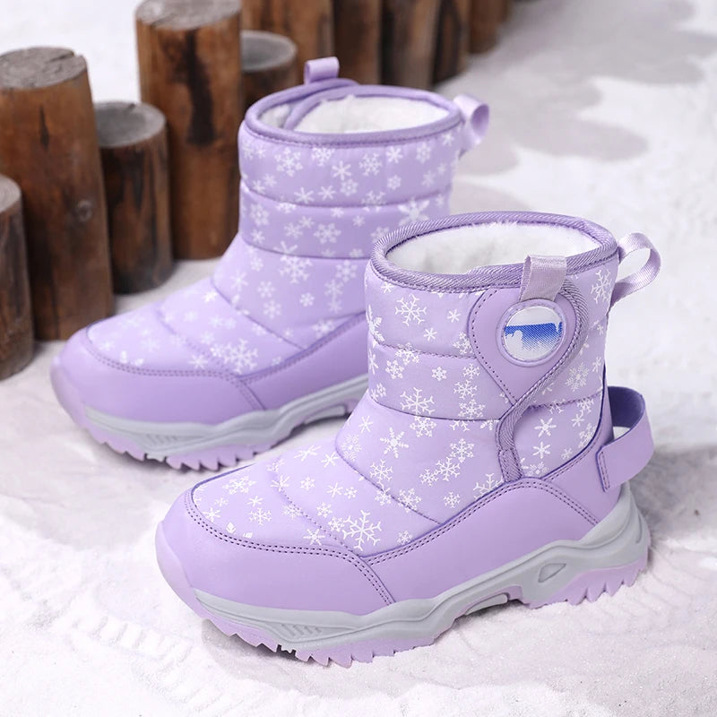 Unisex Kids Winter Boots Snow Leather Fashion Shoes
