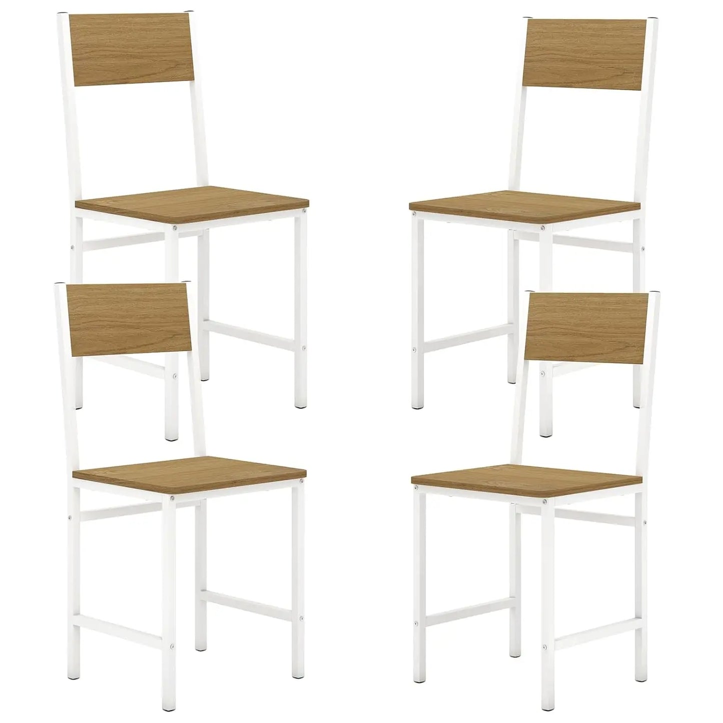 Industrial Dining Chairs Set Of 4 With Metal Legs And Rustic Wood Grain