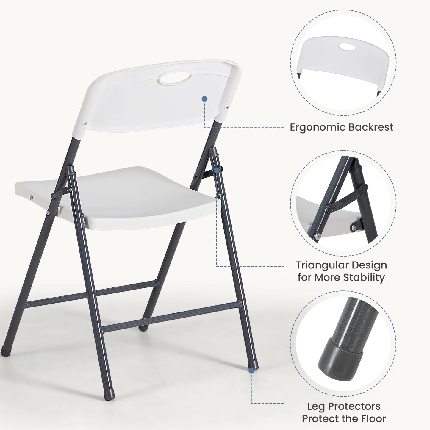 JHK Stackable Folding Chairs Set Heavy Duty Ergonomic Back Support