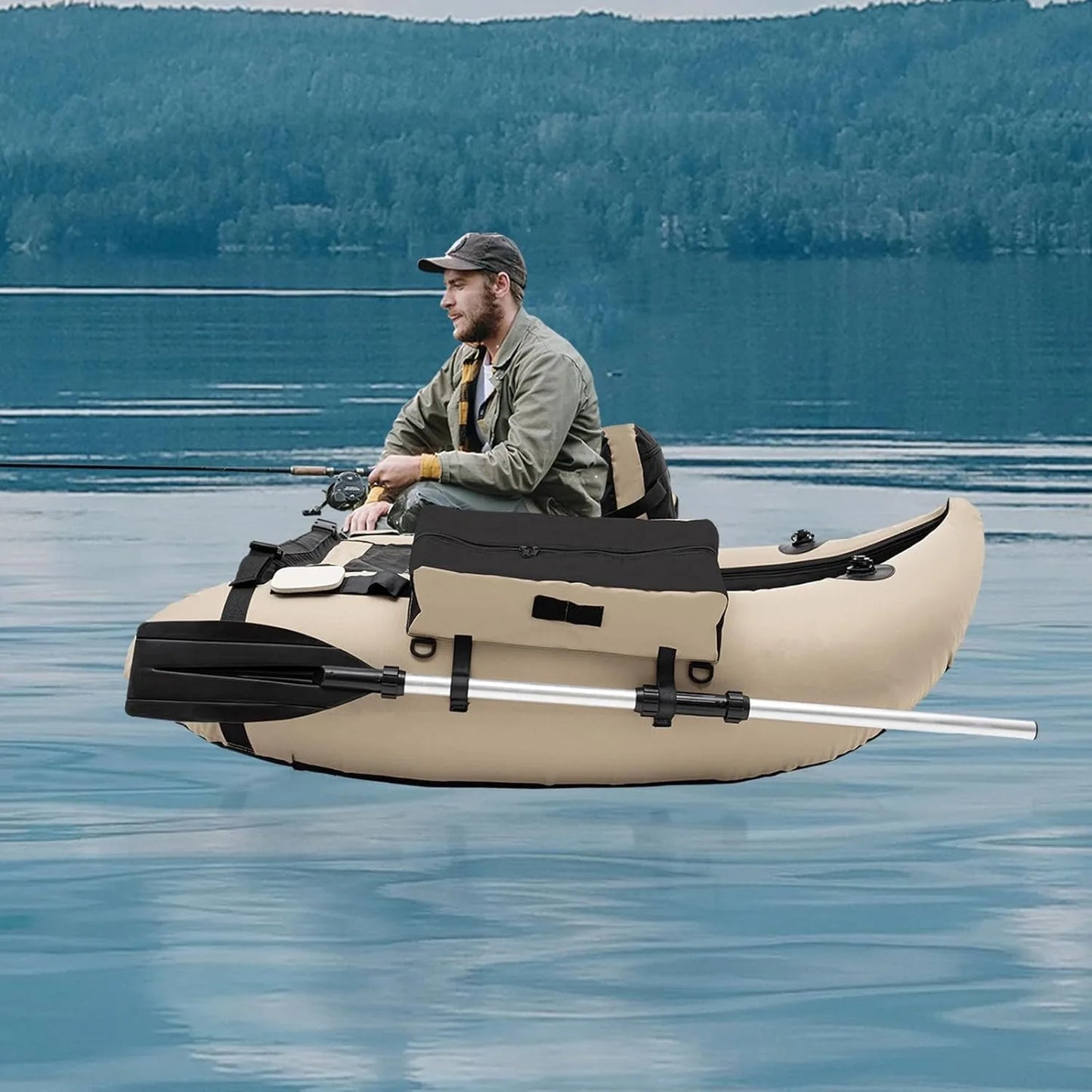 Outdoor Fishing Boat With Paddle And Storage Pockets