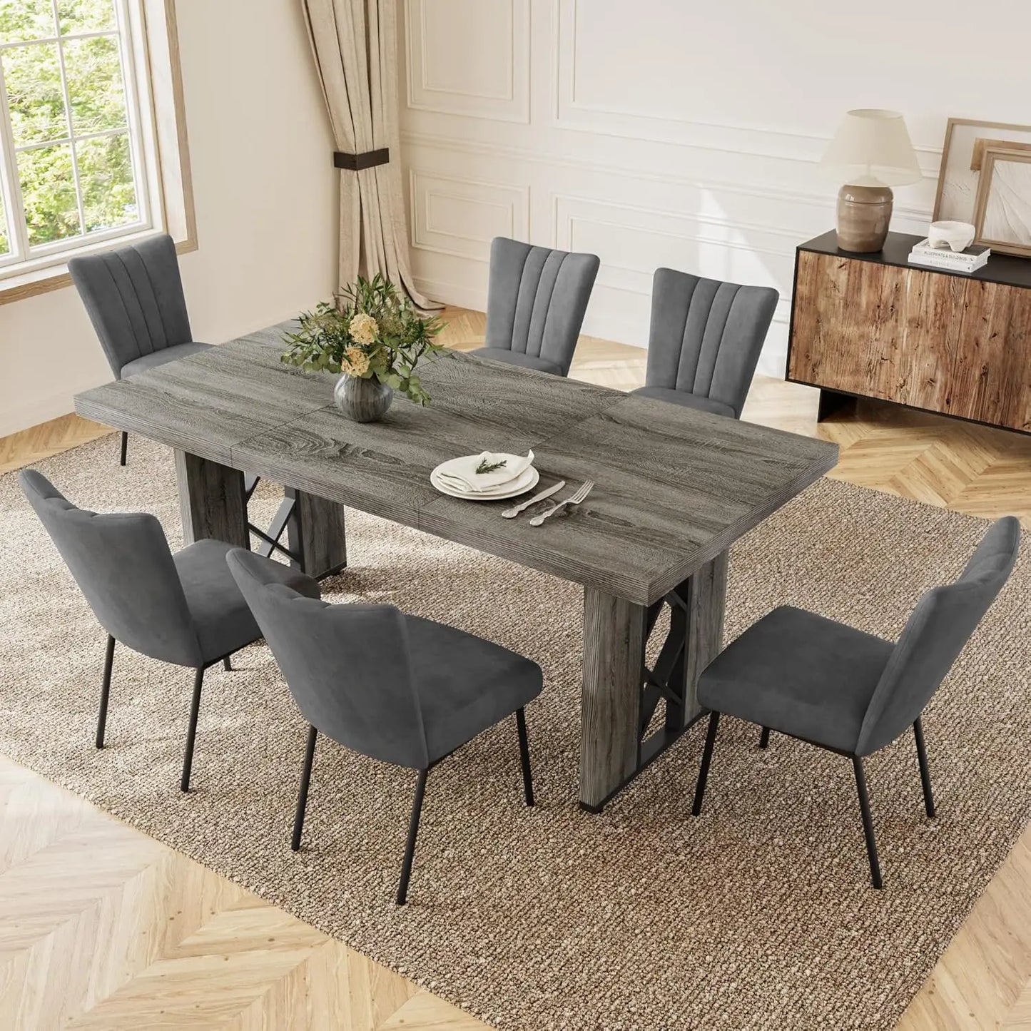 Angduo 3 Piece Dining Table Set Rectangular Table Benches