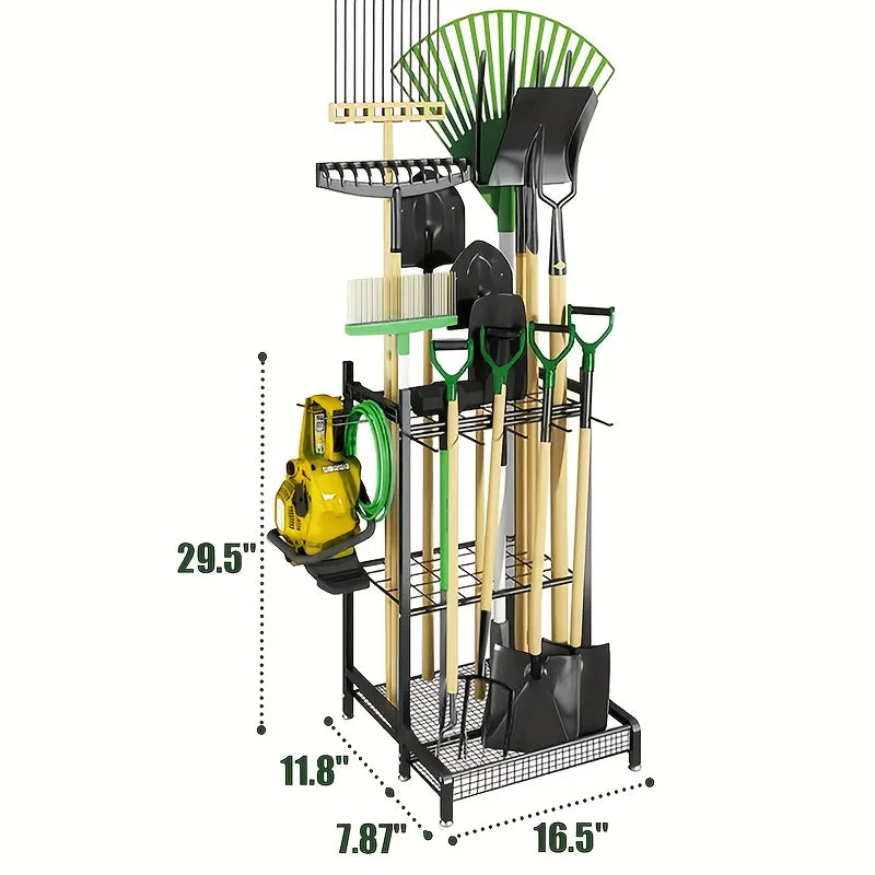 Garden Tool Rack Tower Heavy Duty Steel For Garage Shed