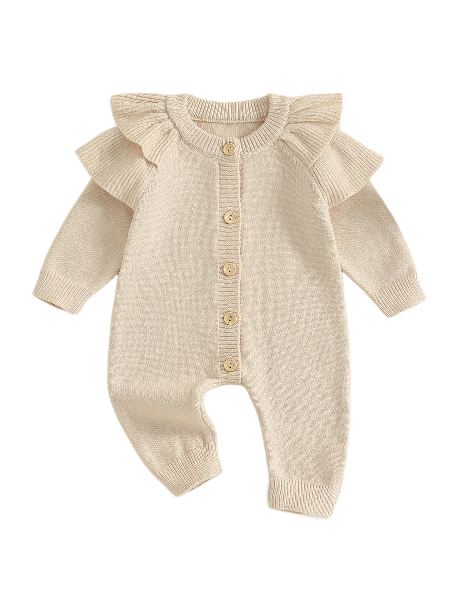 Toddler Winter Romper With Ruffle Detail And Cozy Knit