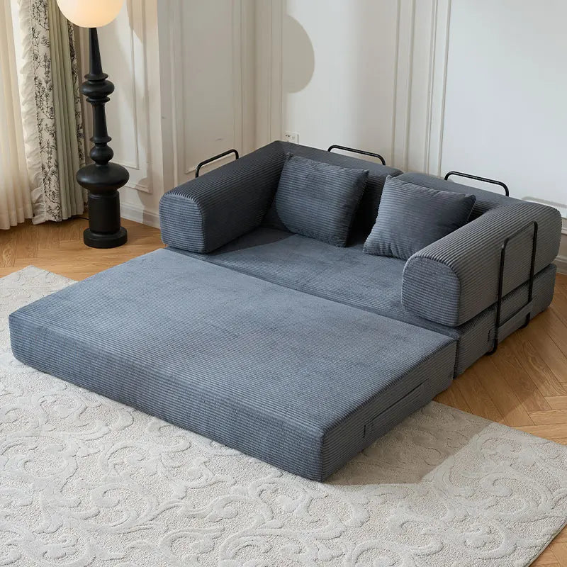 Foldable Convertible Futon Sofa Bed With L-Shaped Armrests Living Room