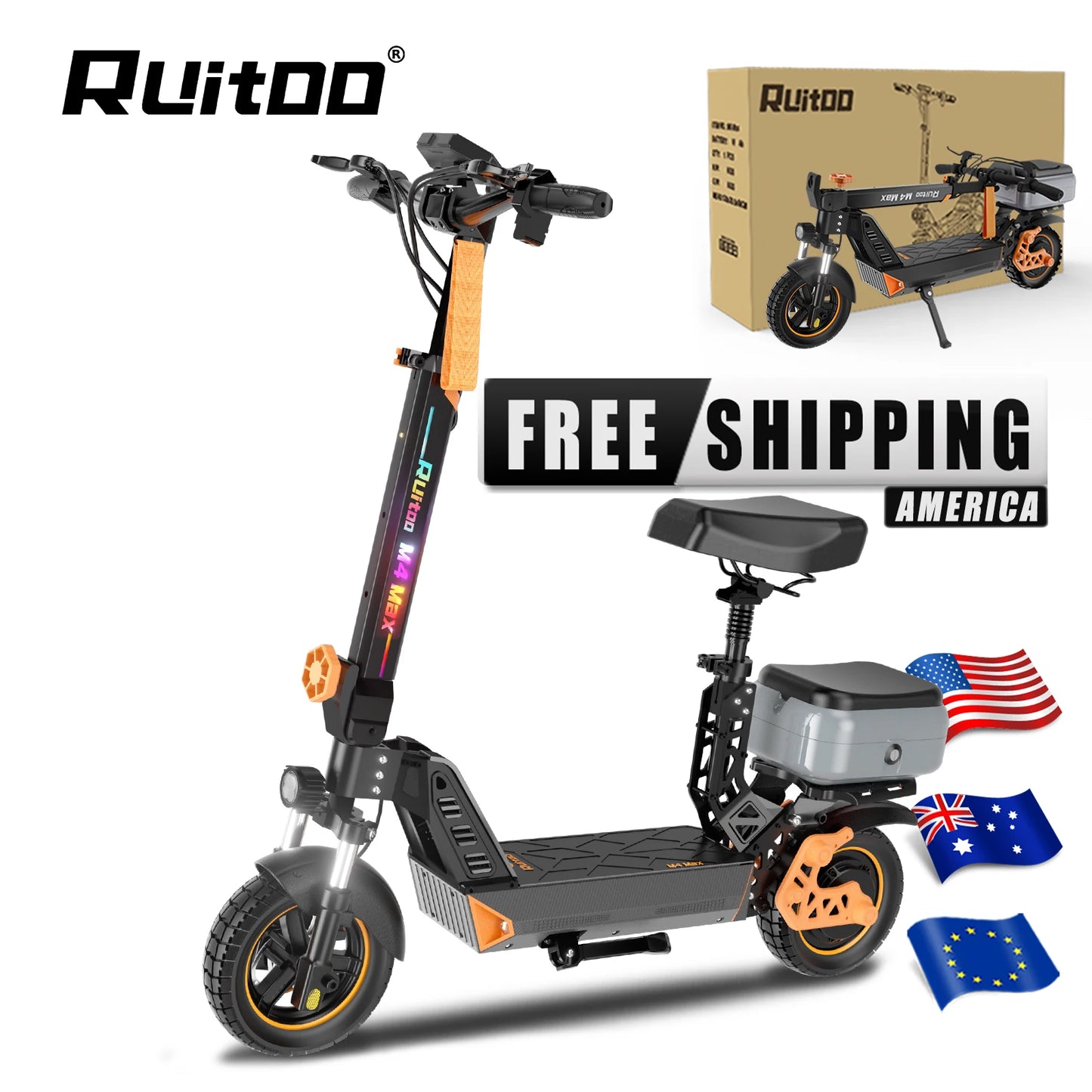 Ruitoo M4Max 1000W 48V Electric Scooter 50 55km Range