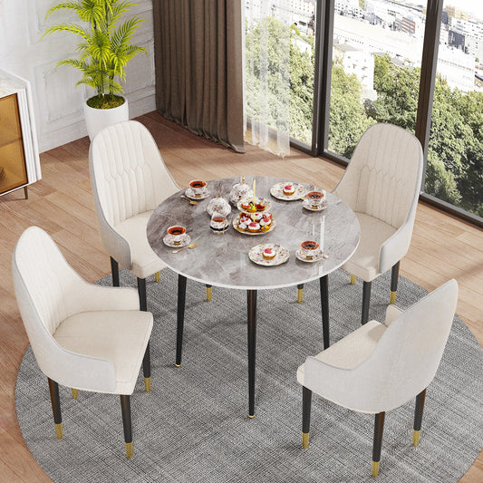 Sintered Stone Dining Table With Black Metal Legs