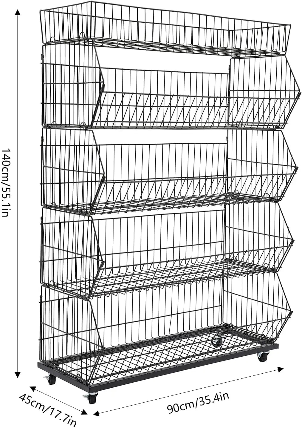 5-Tier Wire Metal Mobile Storage Shelf For Home And Market